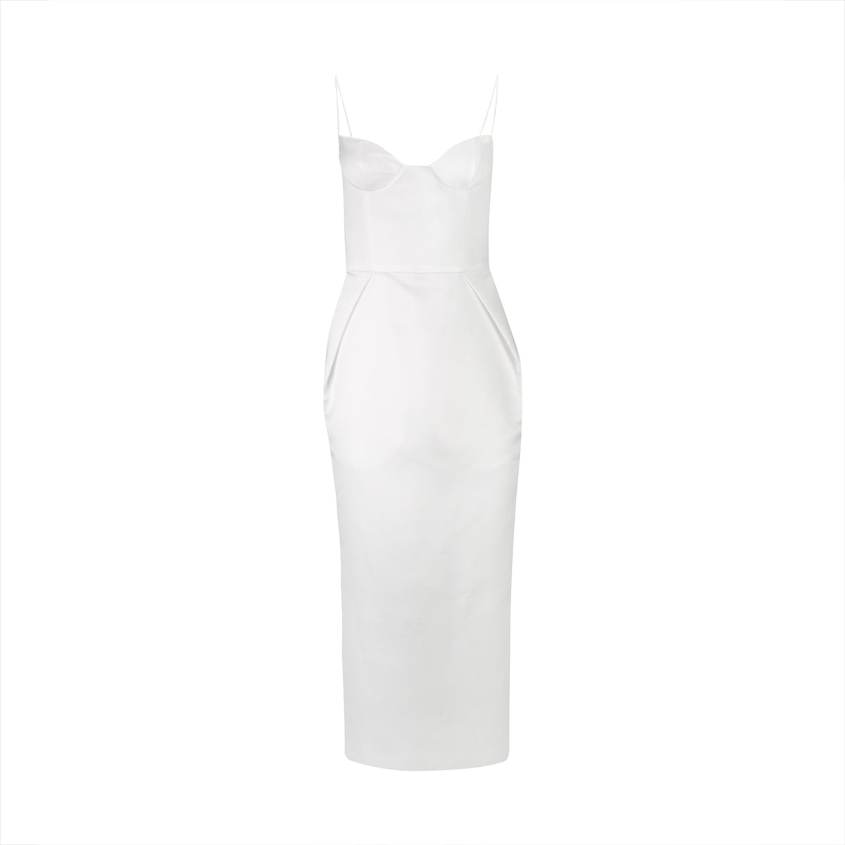 White Structured Satin Midi Dress – Gonçalo Peixoto
