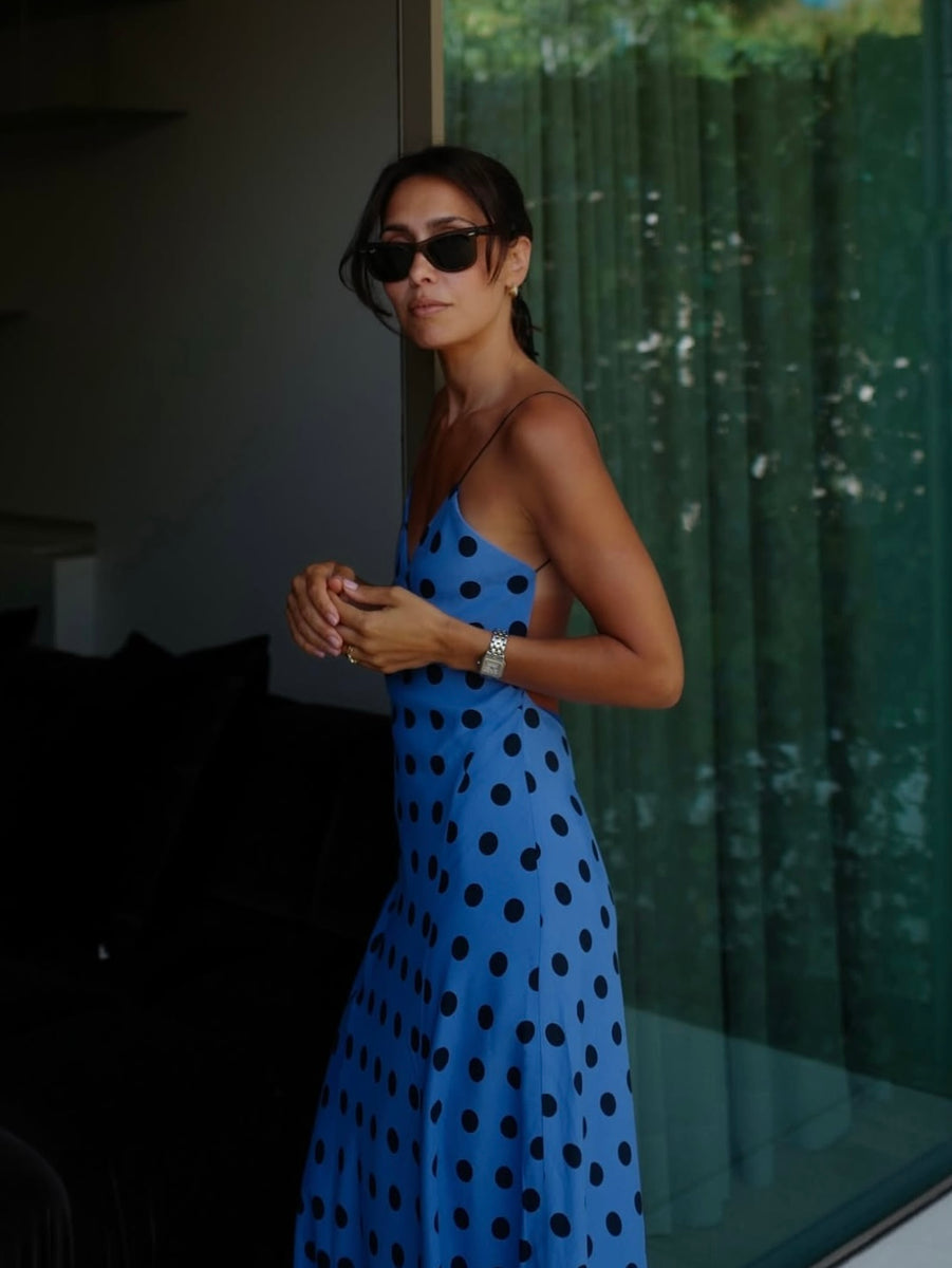 Blue Polka Dot Dress L