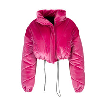 Load image into Gallery viewer, Pink Velvet Puffer Jacket