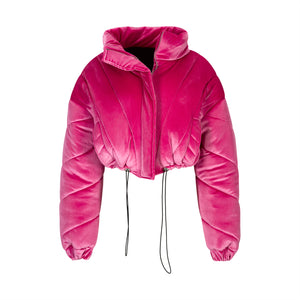 Pink Velvet Puffer Jacket