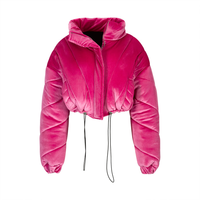 Pink Velvet Puffer Jacket