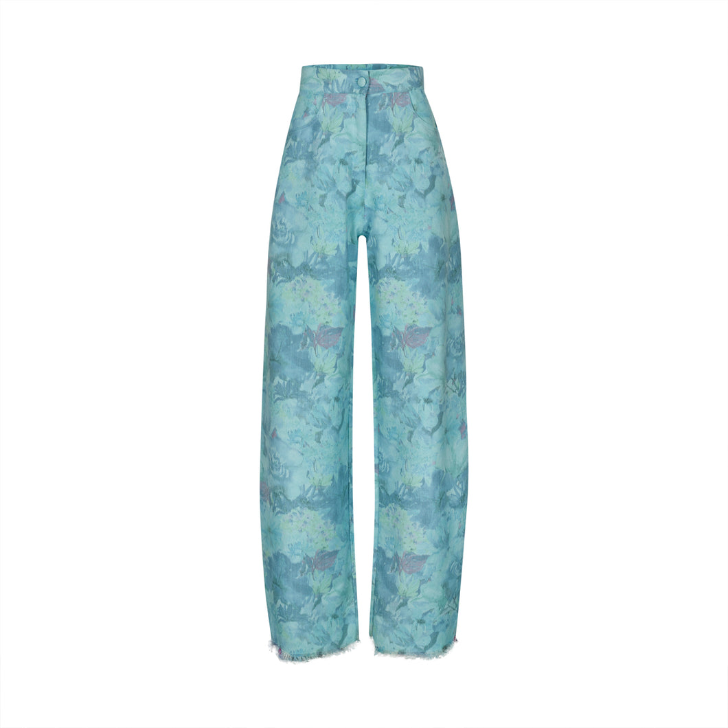 Blue Floral Denim Jeans