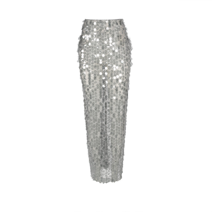 Grey Sequins Midi Skirt