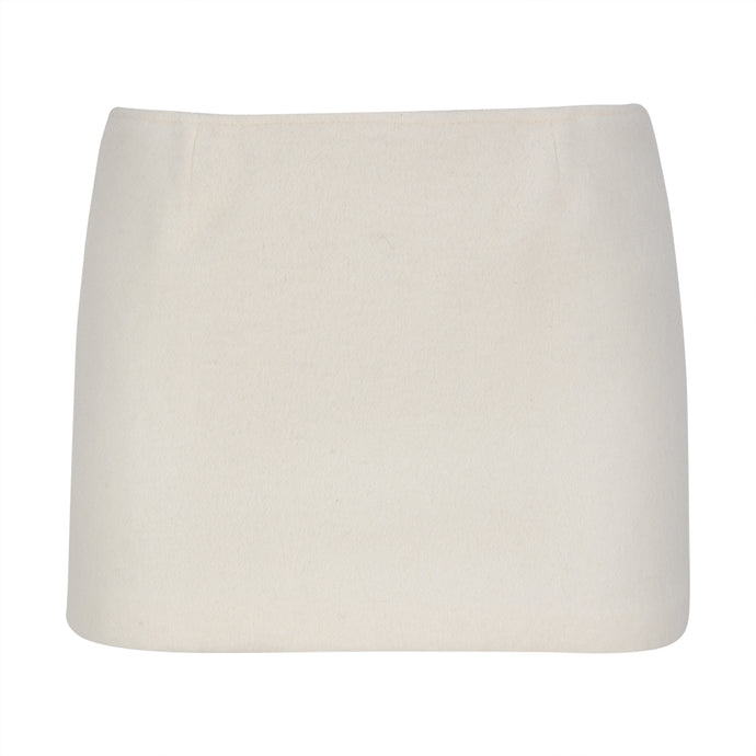 Beige Wool Mini Skirt