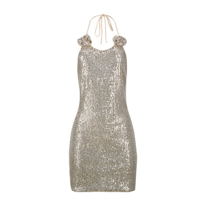 Beige Sequins Dress