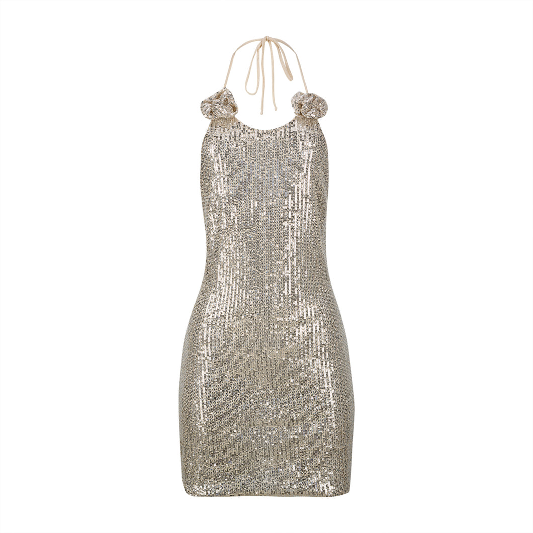 Beige Sequins Dress