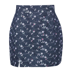 Floral Denim Skirt