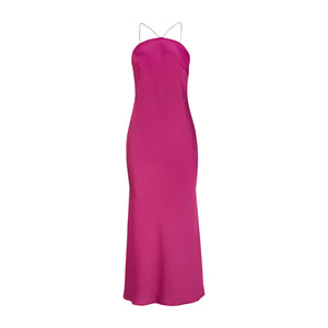Fuschia Midi Dress W/ Rhinestone Straps