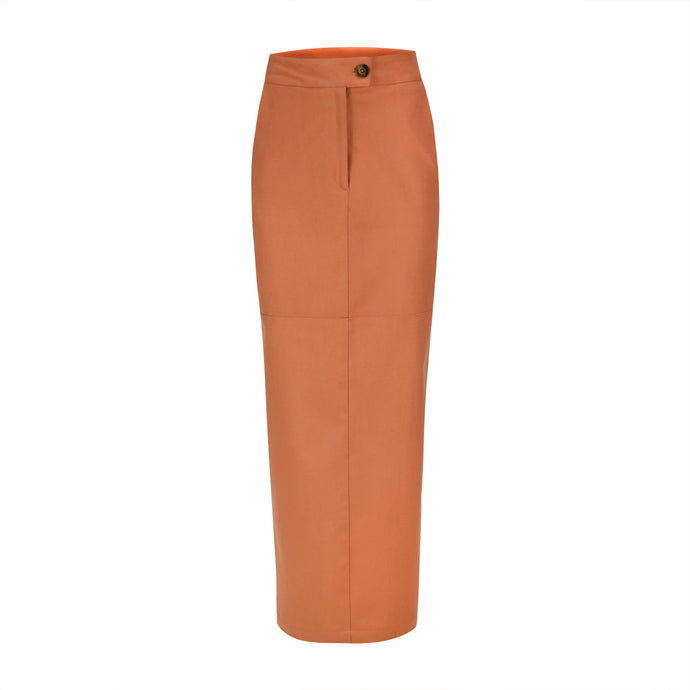Burnt Orange Suede Midi Skirt