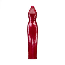 Load image into Gallery viewer, Pink Sequins Halter Neck Maxi Dress
