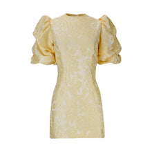 Load image into Gallery viewer, Yellow Floral Brocade Mini Dress