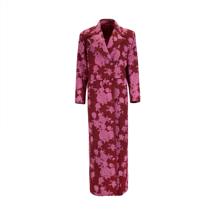 Red & Pink Embroidered Coat