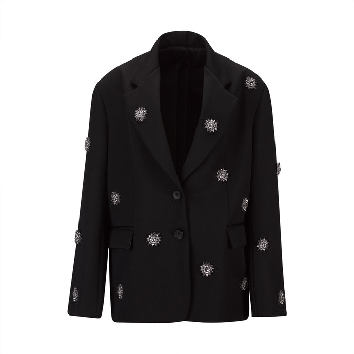 Black Oversized Blazer W/ Appliqués