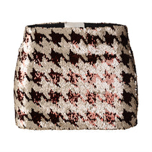 Load image into Gallery viewer, Beige &amp; Red Sequins Houndstooth Mini Skirt