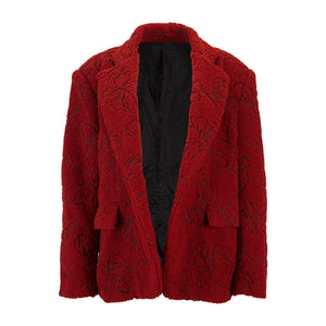 Red Embroidered Blazer