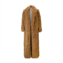 Load image into Gallery viewer, Long Brown Curly Faux Fur Coat