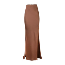 Load image into Gallery viewer, Brown Satin Maxi Skirt