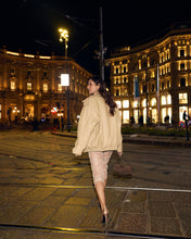 Load image into Gallery viewer, Beige Faux Leather Bomber Jacket
