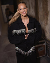 Load image into Gallery viewer, Black Jacket With Rhinestone Appliqués