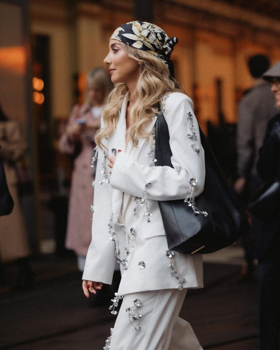 White Blazer W/ Flower Appliqués