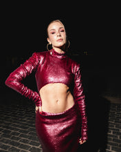 Load image into Gallery viewer, Burgundy Sequins Midi Dress