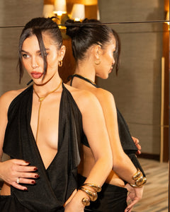 Black Maxi Dress W/ Plunging Neckline