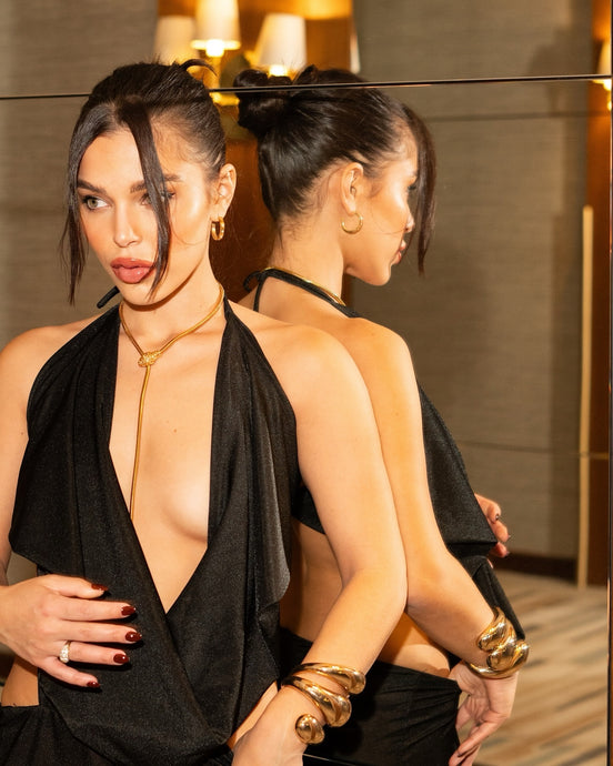 Black Maxi Dress W/ Plunging Neckline
