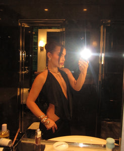Black Maxi Dress W/ Plunging Neckline