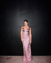 Load image into Gallery viewer, Pink Floral Jacquard Maxi Dress