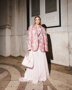 Pink Floral Jacquard Blazer