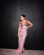 Load image into Gallery viewer, Pink Floral Jacquard Maxi Dress