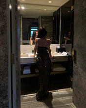 Load image into Gallery viewer, Green Metallic Sequins Midi Dress