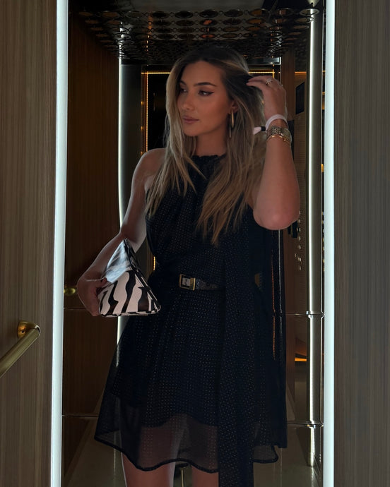 Polka Dot High-Neck Mini Dress