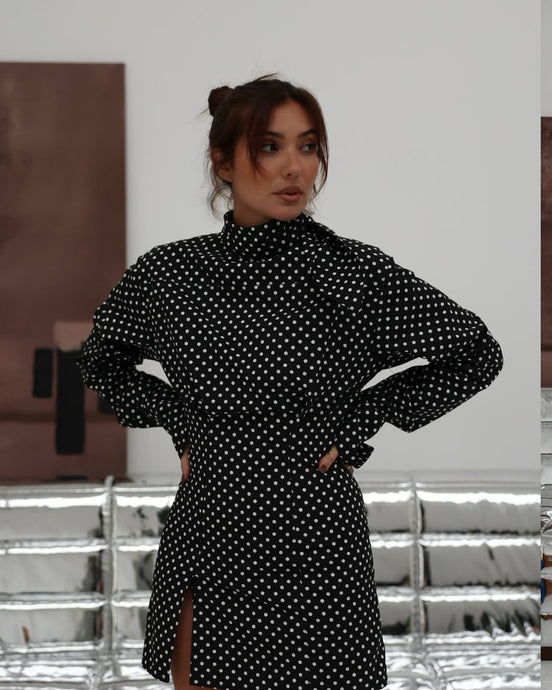 Black & White Polka Dot Mini Dress