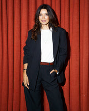 Load image into Gallery viewer, Navy &amp; Red Pinstripe Trousers