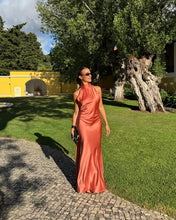 Load image into Gallery viewer, Terracotta Halterneck Maxi Dress