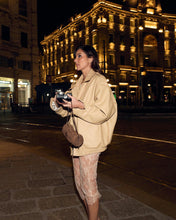 Load image into Gallery viewer, Beige Faux Leather Bomber Jacket