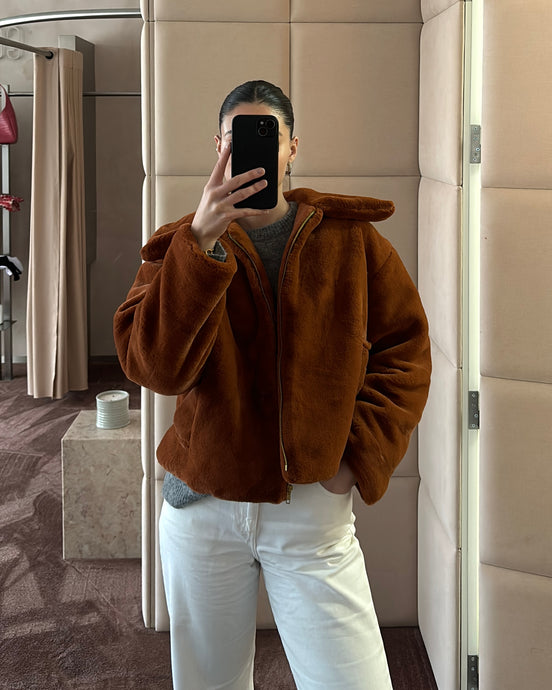Burnt Orange Fur Jacket
