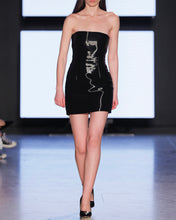 Load image into Gallery viewer, Black Organza Mini Strapless Dress