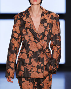 Orange & Brown Embroidered Blazer