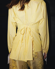 Load image into Gallery viewer, Back Lace-Up Yellow Striped Shirt