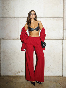 Red Pinstripe Trousers