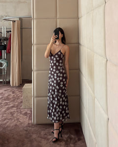 Brown Polka Dot Midi Dress