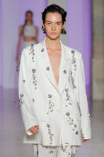 Load image into Gallery viewer, White Blazer W/ Flower Appliqués