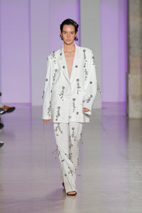 White Pants W/ Flower Appliqués