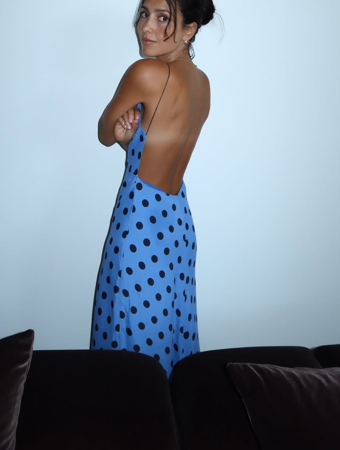 Blue Polka Dot Dress L Blue Polka Dot Dress L