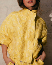 Load image into Gallery viewer, Yellow Floral Jacquard Bomber Jacket