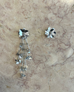 Silver Mix Flower Earrings