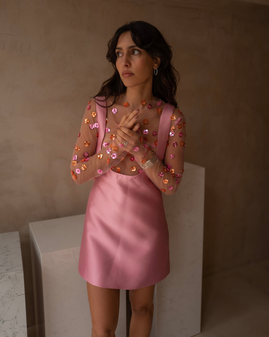 Pink And Orange Flowers Top