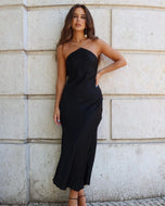 Black Midi Dress W/ Rhinestone Straps